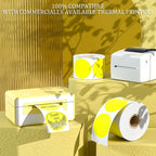 MFLABEL 2" 750 Yellow Circle Direct Thermal Stickers Labels Roll, Compatible with Zebra, Rollo, MUNBYN, Self-Adhesive Round Direct Thermal Labels