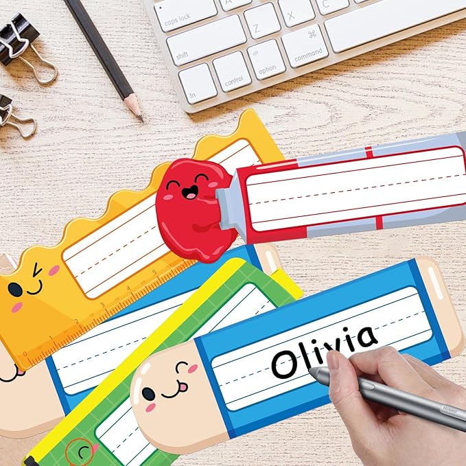 PETCEE Desk Name Plates for Classroom - 36Pcs Personalized Student Desk Name Tags Stickers for Kids Self Adhesive Names Labels for Kindergarten Preschool Elementary Back to School Teach Supplies