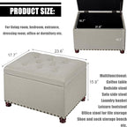 Decent Home Storage Ottoman, 24" Linen Fabric Rectangle Bench Foot Rest Stool, Fabric Footrest Ottomans with Storage, Storages Seats for Living Room, Bedroom, Office