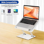 BESIGN BS01 Book Stand for Reading, Adjustable Book Holder, Ergonomic Laptop Stand with Elastic Page Clips for Music Scores, Recipe, Tablet, Laptop (White)