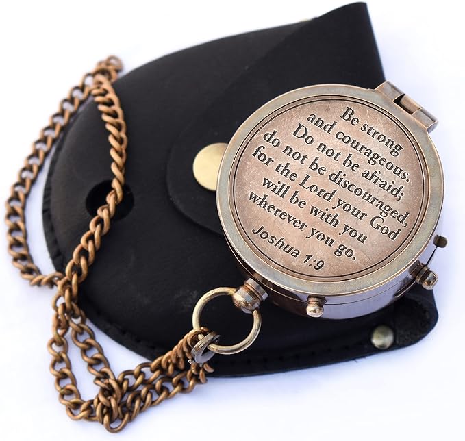 A S Handicrafts Engraved Compass Gift for First Communion, Baptism, Religious Gifts for Men, Confirmation, Missionary