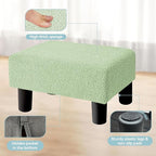 BRIAN & DANY Small Foot Stool Ottoman, Footstool with Legs, Teddy Velvet Foot Rest for Living Room, Bedroom and Office, Green