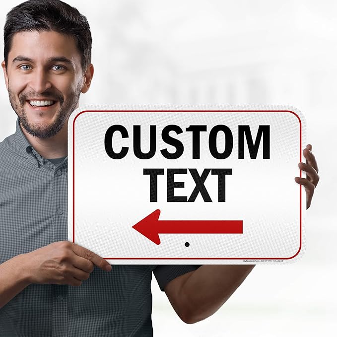 Custom Arrow Directional Sign, Left Arrow, 12x18 Inches, 3M EGP Reflective, Rust Free .063 Aluminum, Fade Resistant, Made in USA by My Sign Center