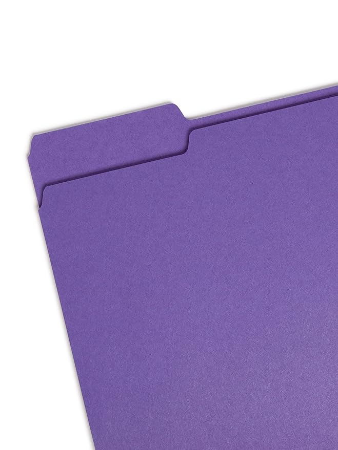 Smead Standard File Folders, 100 Count, Assorted Jewel Tone Colors, 1/3-Cut Tabs, Letter Size (11948)