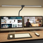 ShineTech LED Desk Lamp for Home Office, 3000K Warm White Double Head Architect Task Lamps with Clamp, Dimmable Adjustable Flexible, Black