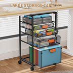 Marbrasse Rolling File Cart with 4 Storage Drawers, Mobile File Cabinet on Lockable Wheels, Hanging Filing Cabinet Organize, Under Desk Utility Cart for Home Office - Dark Brown