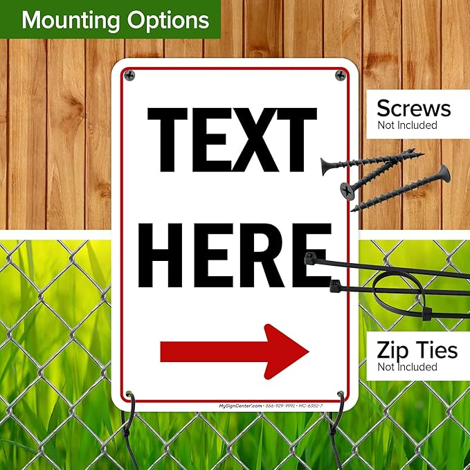 Custom Arrow,Custom Directional Sign, Right Arrow, 7x10 Inches, Rust Free .040 Aluminum, Fade Resistant, Made in USA by My Sign Center
