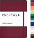 PAPERAGE Blank Journal Notebook, (Burgundy), 160 Pages, Medium 5.6 in x 8 in - 100 GSM Thick Paper – Hardcover Journaling Notebook for Work, School, Note Taking or Sketching