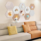 Fwpelt 15'' Large Hexagon Cork-Bulletin Board Tiles Adhesive Frameless 10 Pack 15 x 13 inch Hex Pin Corkboard Prayer Vision Cork Board for Office-Wall Decor, Hexagonal Tack Pinboard with 30 Push Pins
