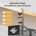DELAMU 25'' Upgraded Cord Management, No Dill Under Desk Cable Tray with F-Clamp, Metal Cable Management Tray to Under Desk Organizer for Home Office, 1 Pack, Black
