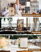 3Pack Acrylic Sign Holders 8.5 x 11 with Walnut Wood Base, Tabletop Clear Commercial Display Stand for Menu, Poster, Flyer, Table Paper Frame for Restaurant/Office/Coffee Shop Store Bar/Wedding/Hotel
