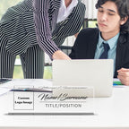 Personalized Name Plate for Desk Custom Acrylic Desk Name Plate Custom Employee Appreciation Gifts Office Gifts for Women, Men, Boss, Coworkers, Teacher, Nurse (Logo/Image)