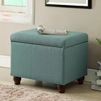 Spatial Order Home Decor | Upholstered MediumRectangular Storage Ottoman | Hinged Lid Ottoman with Storage for Living Room & Bedroom, Aqua Linen