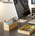 Lipper International 808 Bamboo Wood 2-Slot Office Supply Desk Organizer, 10 3/4" x 4 1/8" x 6"