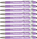 HEYZARDA Personalized Pens with Name Text Logo Custom Ballpoint Pen for Business Office Events with Stylus for Touchscreen 20 Pcs Purple