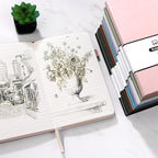 Annecy Lined Journal Notebook, Hardcover Leather Journal for Women & Men, 160 Numbered Pages, Medium 5.5" x 8.25", 100 GSM Thick Paper, Pink