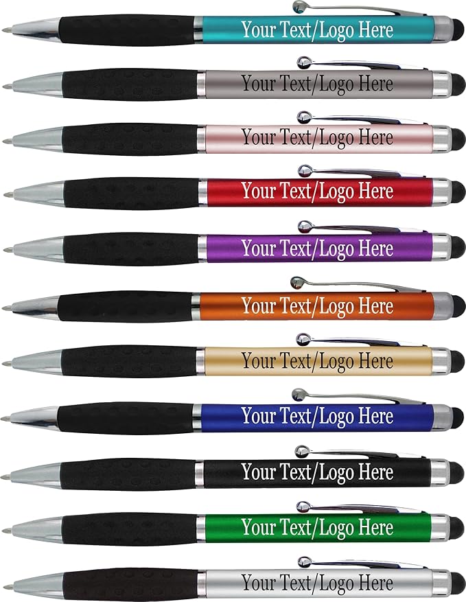 SyPen Personalized Stylus Pens With your Custom Logo or Text -600 Pack Bulk-for Businesses, Parties, and Events, 2 in 1 Ballpoint Pen & Stylus for Touchscreen Devices, Green Barrel, Black Ink