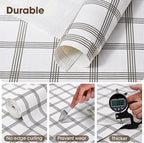 ALIUNI Drawer and Shelf Liner, Non-Slip Kitchen Cabinet Liners Non-Adhesive Thick Strong Grip Waterproof Washable Mats Protect Dresser Shelves Cupboard Bathroom Cabinets, White Stripes, 20 in X 30 FT