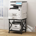 Fannova 2 Tier Large Printer Stand, 23.6 x 23.6 x 22.6 Inches Square Printer Table with Storage Shelf, Rolling Printer Cart with Industrial Wheels for Home Office, Mini Fridge Stand Table - Black