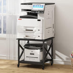 Fannova 2 Tier Large Printer Stand, 23.6 x 23.6 x 22.6 Inches Square Printer Table with Storage Shelf, Rolling Printer Cart with Industrial Wheels for Home Office, Mini Fridge Stand Table - Black