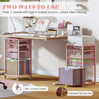 Sbanmao 4 Drawer Rolling File Cart Under Desk Storage, File Cabinets for Home Office, Mobile Filing Cabinet, Hanging File Organizer with Wheels, Utility Cart Printer Stand, Pink (Patent Pending)