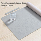 Wolaile PU Leather Desk Pad Blotter,Light Grey Waterproof Office Desktop Mat,36x17in Non-Slip Large Mouse Pad/Writing Protector/Desk Accessories