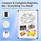 VUSIGN 18" x 12" Small Magnetic Whiteboard for Wall, Dry Erase Board with Silver Frame, Hanging White Board for Office, Home, School, Dorm – Includes Markers, Magnets & Eraser