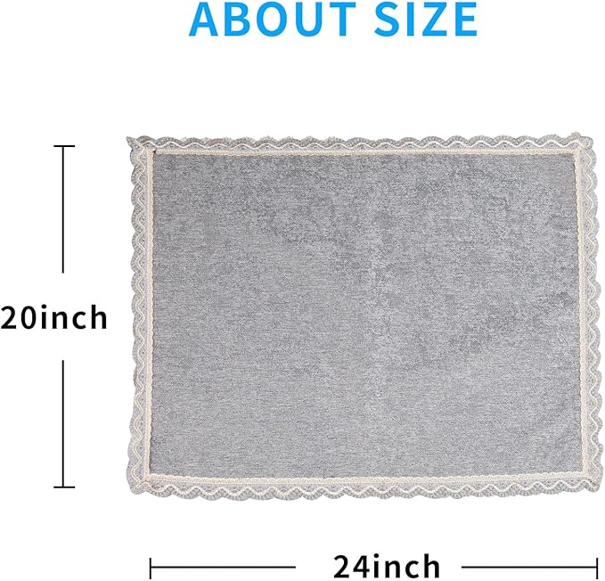 MINJIATEX Couch arm Covers,Non-Slip lace Sofa arm Covers Set of 2 Washable Sofa armrests Covers for Living Room Recliner Chair arm Cover Protectors for Leather Sofa armrest slipcover (GYDF-Grey)