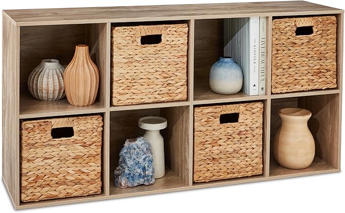 Best Choice Products 8-Cube Storage Organizer, 13.5in Shelf Opening, Bookcase, Display Shelf, Customizable w/ 2 Removable Back Panels – Greige