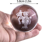 3D Laser Constellation Ball Crystal Paperweight Full Sphere Glass Fengshui with Sliver-Plated Flowering Stand(Aries)