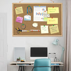 Cork Board Bulletin Board 23 x 15.7Inches with Rectangle Wooden Frame Hanging Pin for Walls Office Message Board or Vision Board Decoration