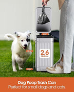 GibHerz Small Trash Can with Lid Soft Close-10L/2.6 Gal Stainless Steel Outdoor Dog Poop Garbage Can-Metal Waste Bins with Pedal for Bathroom Bedroom Office-Silver