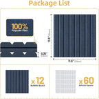 Large Cork Board for Wall 36" x 48" Blue Bulletin Board with Safe Removable Adhesive Squares for Pictures Photos, Alternative CorkBoard Felt Pin Boards Tiles for Office Classroom Wall Decor - 12 Pack