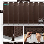 Sorbus 8 Panel Room Divider 6 ft. Tall - Privacy Screen, Extra Wide Double Hinged Panels, Mesh Hand-Woven Design, Partition Room Dividers and Folding Privacy Screens, Wall Divider for Room Separation