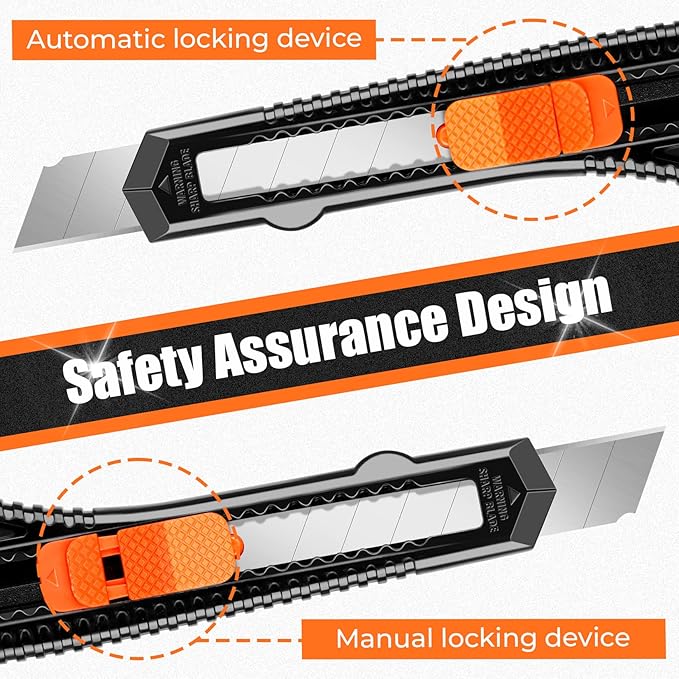DIYSELF 12-Pack Box Cutters, Disposable Utility Knife, Box Cutter Retractable for Office, Shop, Warehouse, Utility Knives with18mm Snap-Off Blades, Portable Box Opener, Razor Knife Set, Paper Knife