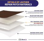 Besezx Leather Repair Patch Tape Kit, Self Adhesive Leather Repair for Furniture, Couch, Sofa, Car Seats,Office Chair,Vinyl Repair Kit.60inx16in