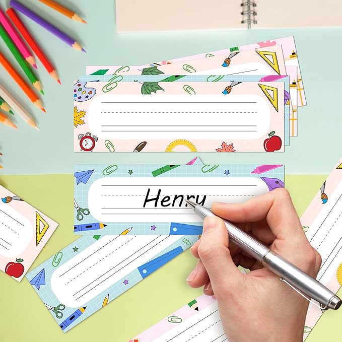 Name Tags for Classroom Cubbies, 30 Colorful Name Plates for Desks, Back to School Self Adhesive Name Tags Sticker for Teachers Elementary - A10