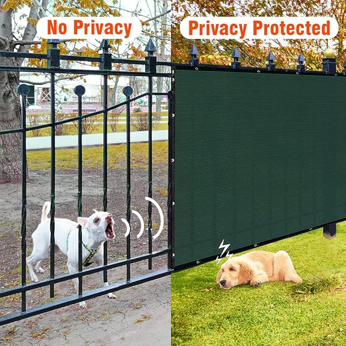 iCover 4x50ft Privacy Screen Fence, Outdoor Fencing Panels, Garden Windscreen Mesh Shade Sail Net Barrier, Include Reinforced Bindings and Brass Grommets Cable Zip Ties, Green