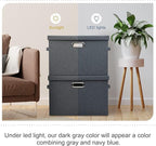 Graciadeco Large 17" 36 Quart Collapsible Stackable Storage Bins with Lids, 5 Packs Dark Gray Foldable Fabric Closet Storage Boxes with Lids Heavy-duty Linen Cube Baskets(17 x 12 x 11)