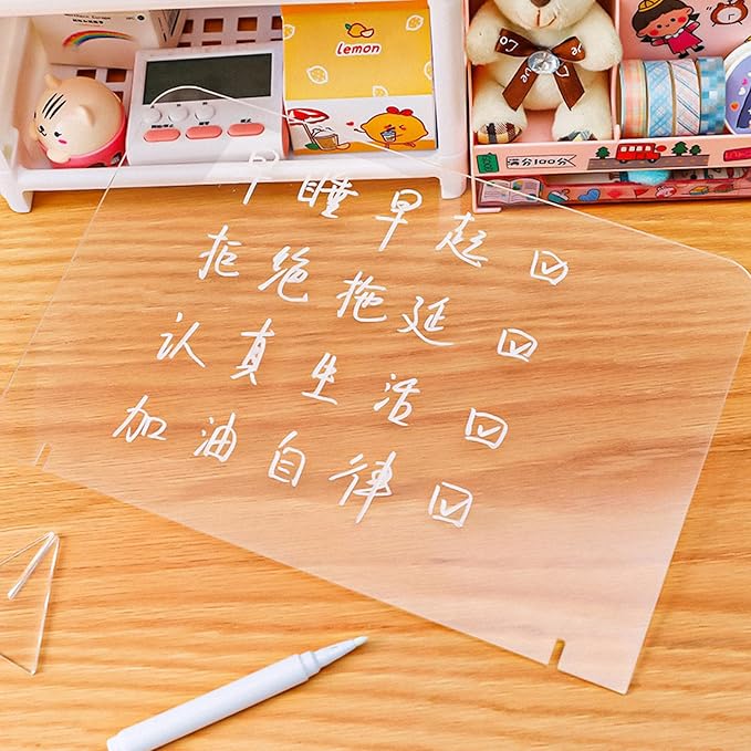 Generic 5Pcs Acrylic Writing Boards 20X30Cm Desktop Message Whiteboards for Office and Student Note Taking, Reusable Memo Boards for Meetings and Study