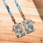 bolimoss Lanyard Wallet,Wallet Lanyard,lanyards for id Badges,lanyards for id Badges for Women,Lanyard Wallet for Women,Fashion Badge Holder with Zipper（Cartoon Floral）