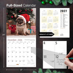 MICASA PRESS Pugs 2026 Wall Calendar 12 Month | 12" x 24" Open | Thick & Sturdy Paper | Holiday Gift | Cute Puppy Dog Calendar 2026