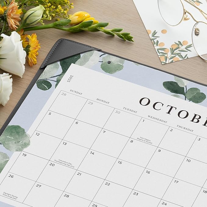 Cabbrix Desk Calendar 2026 with Desktop Mat, 2026 Desk Calendar January 2026 to December 2026, 15" x 12" Flat Monthly Desktop Calendar for Home Office School Planing, Greenery