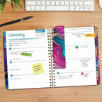 HARDCOVER 2026 Planner, 8.5"x11": 14 Months (November 2025 - December 2026), Daily Weekly Monthly Planner, Yearly Agenda, Bookmark, Pocket Folder and Sticky Note Set (Pink Purple Marble)