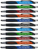 Personalized Pens With Custom Logo or Text-350 Pack Bulk-for Businesses, Parties, and Events, 2 in 1 Ballpoint Pen & Capacitive Stylus for Touchscreen Devices, Click Action, Assorted Colors, Black Ink
