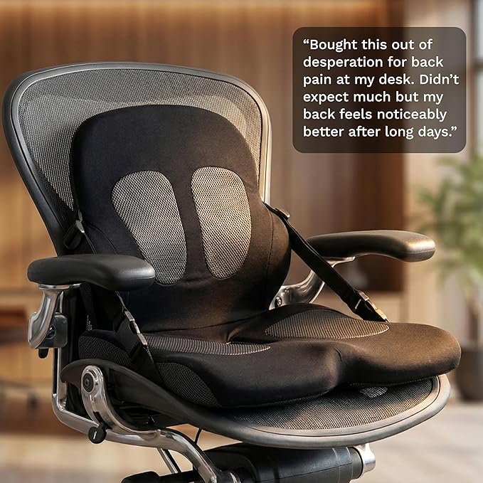 Lifted Lumbar: Adjust Lumbar in Any Seat | Developed by a Doctor | Seat Cushion for Office Chair, Car, Truck Driver, Bleachers | Pressure Relief | Designed w/Spine Specialists for Long Sitting Hours
