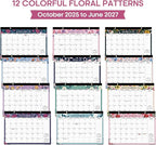 3 Pack of Desk Calendar 2026, 21 Months Calendar Runs from October 2025 to June 2027 - Large 17" x 12" Desktop/Wall Monthly Planner for Home School, or Office - Twilight Petals
