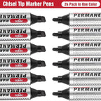 hidyuuoo 30 Pack Jumbo Size Permanent Markers Bulk Permanent Marker Set Chisel Tip Pens Waterproof for Industrial Use Work on Wood Metal Plastic Stone Glass