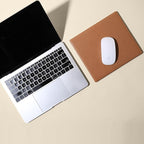 Leatherology Cognac Classic Leather Mouse Pad – Full-Grain Leather Desk Pad with Microsuede Bottom – Ergonomic, Durable & Stylish Workspace Accessory