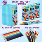 Craiiby Premium Colored Pencils, Soft Core, 288 Count (Pack of 24), 12 Colors Pre-sharpened Color Pencils Bulk, Back to School Supplies, Classroom Prizes (12)